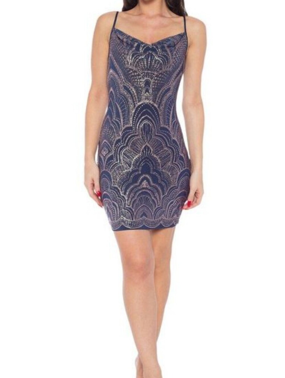 NWT Bebe Blue Shimmer Slinky Dress Size S